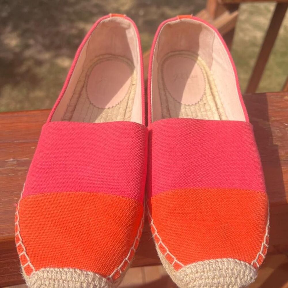 J. Crew Women's 8.5 Pink Orange Colorful Espadrilles Sandals Flats